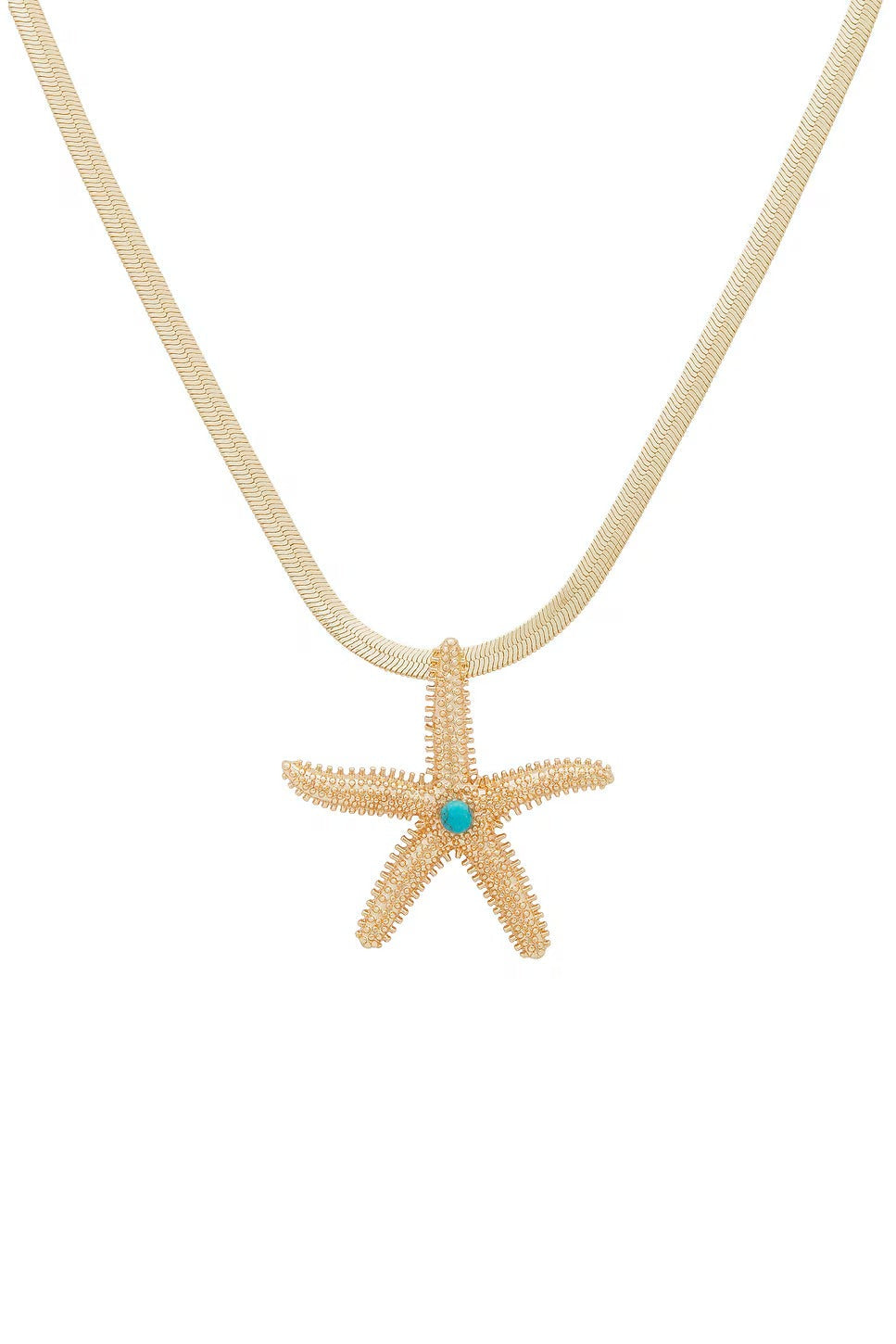 Starfish Pendant Herringbone Chain Necklace