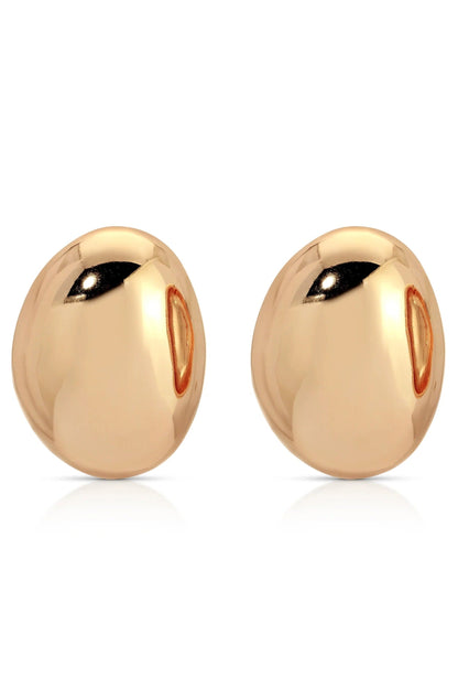 Smooth Pebble Earrings - Gold