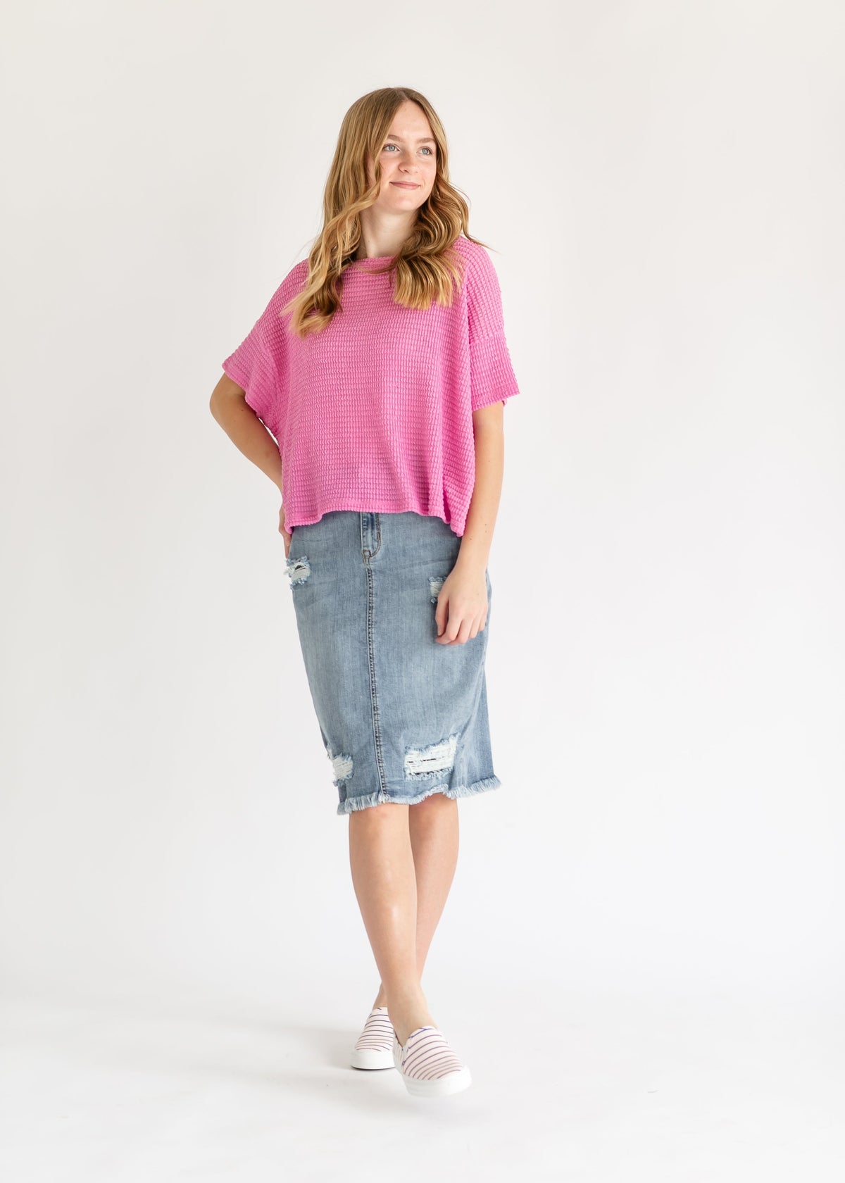 Knit Drop Shoulder Short Sleeve Top - FINAL SALE