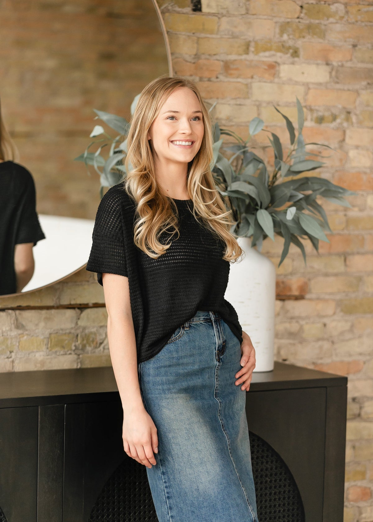 Knit Drop Shoulder Short Sleeve Top - FINAL SALE