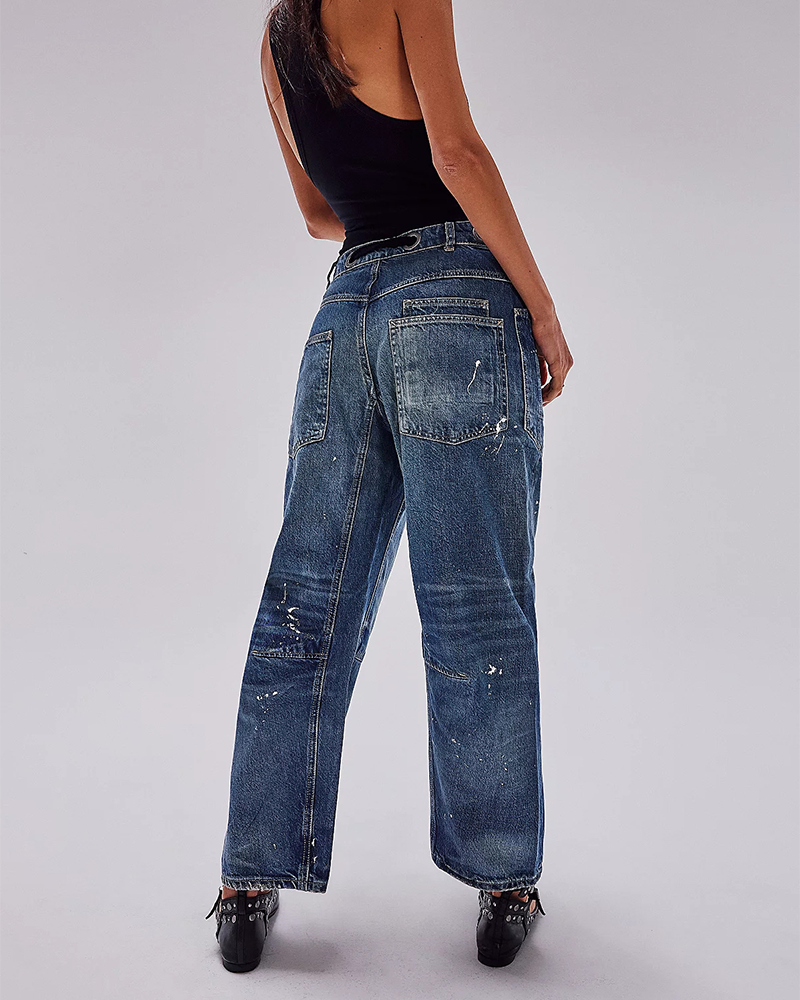Loose Straight Drawstring Casual Trousers