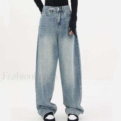Light Blue Wash Trendy Baggy Boyfriend Jeans