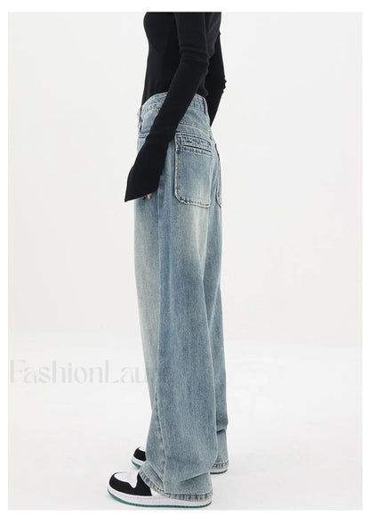 Light Blue Wash Trendy Baggy Boyfriend Jeans