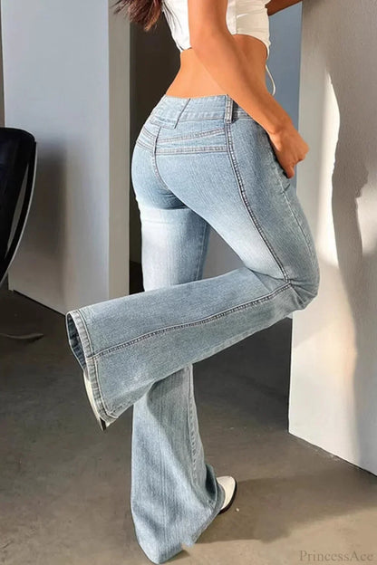 Low Waist High Stretch Flared Jeans
