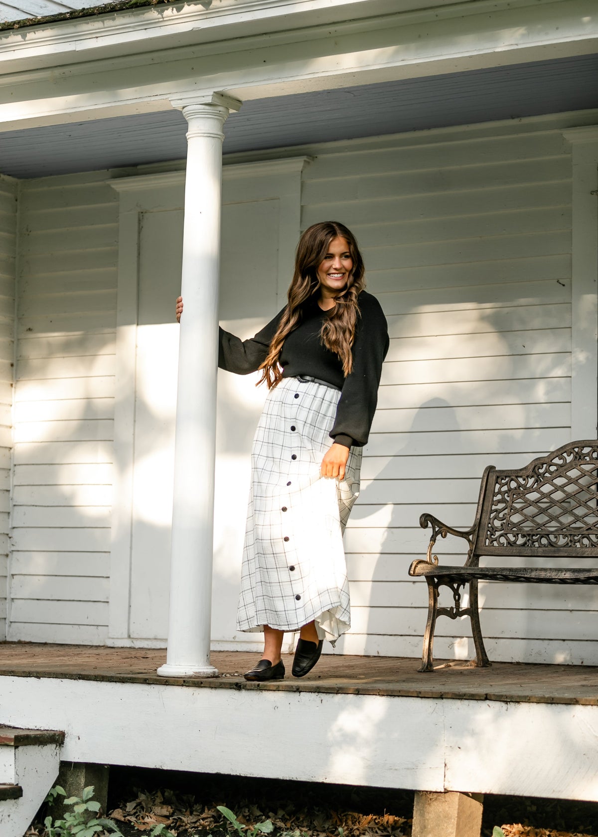 McKenna Plaid Button Detail Maxi Skirt - FINAL SALE