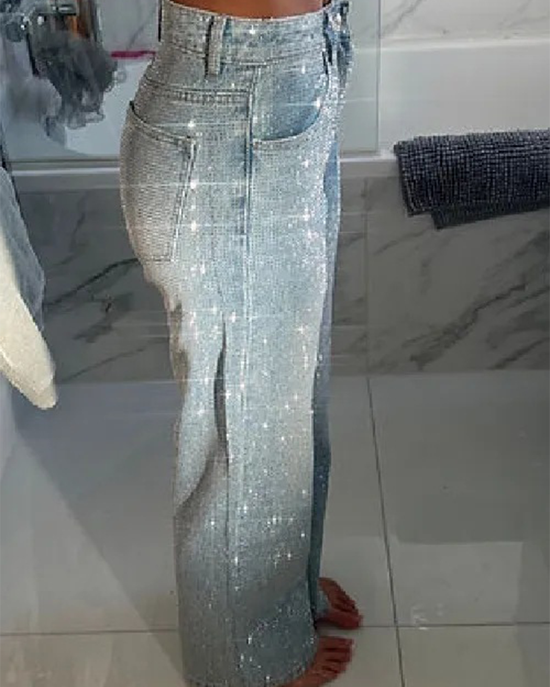 Rhinestone Baggy Jeans