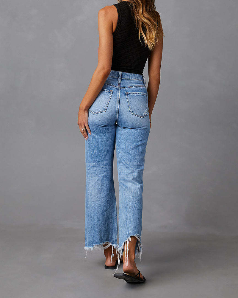 High-Rise Straight-Leg Jeans