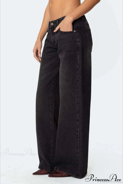 Relaxed Wide-Leg Printed Full-Length Jeans