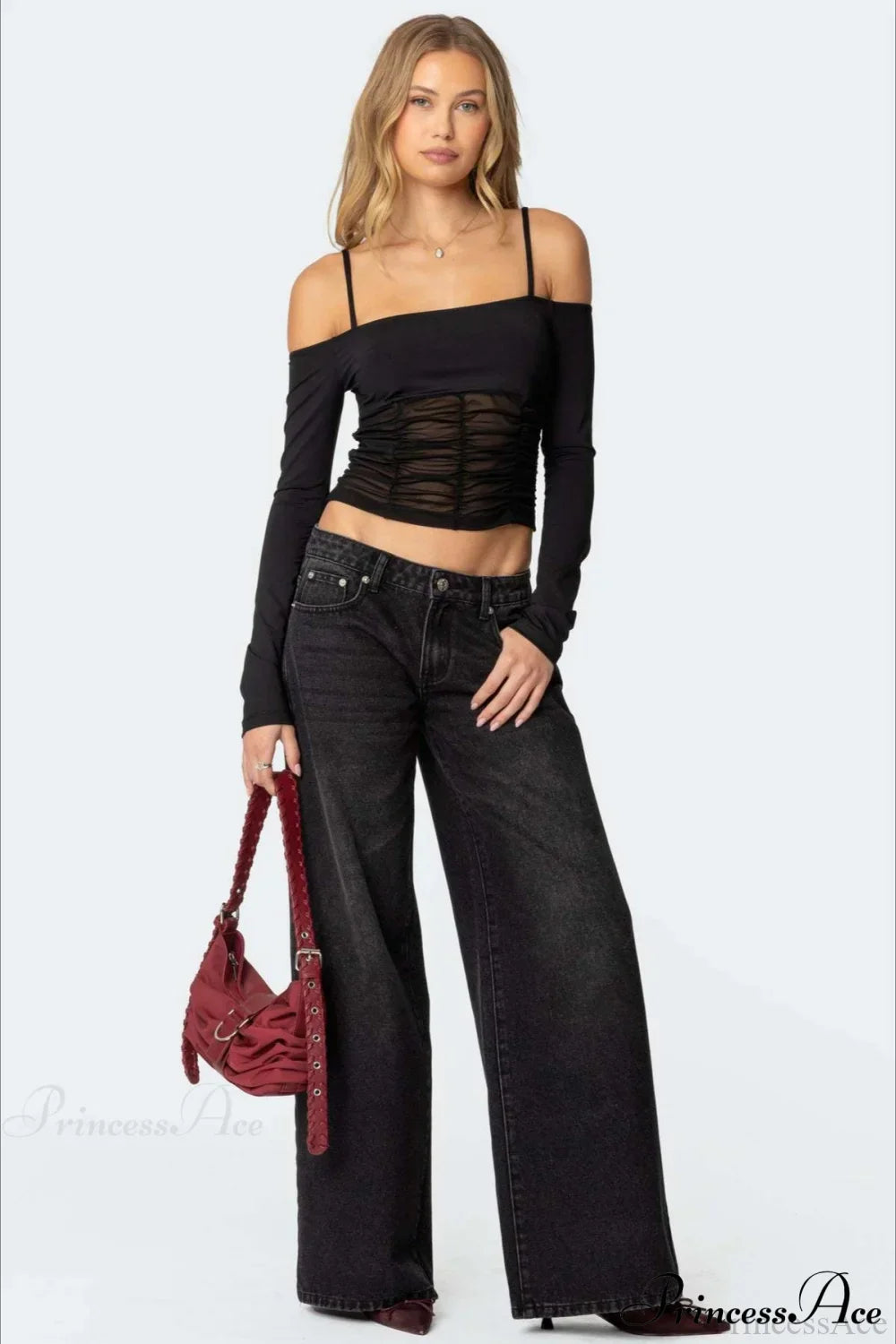 Relaxed Wide-Leg Printed Full-Length Jeans