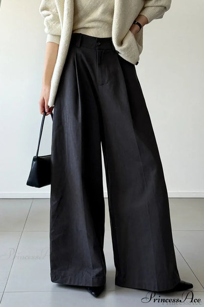 Retro Relaxed High-Waisted Wide-Leg Pants