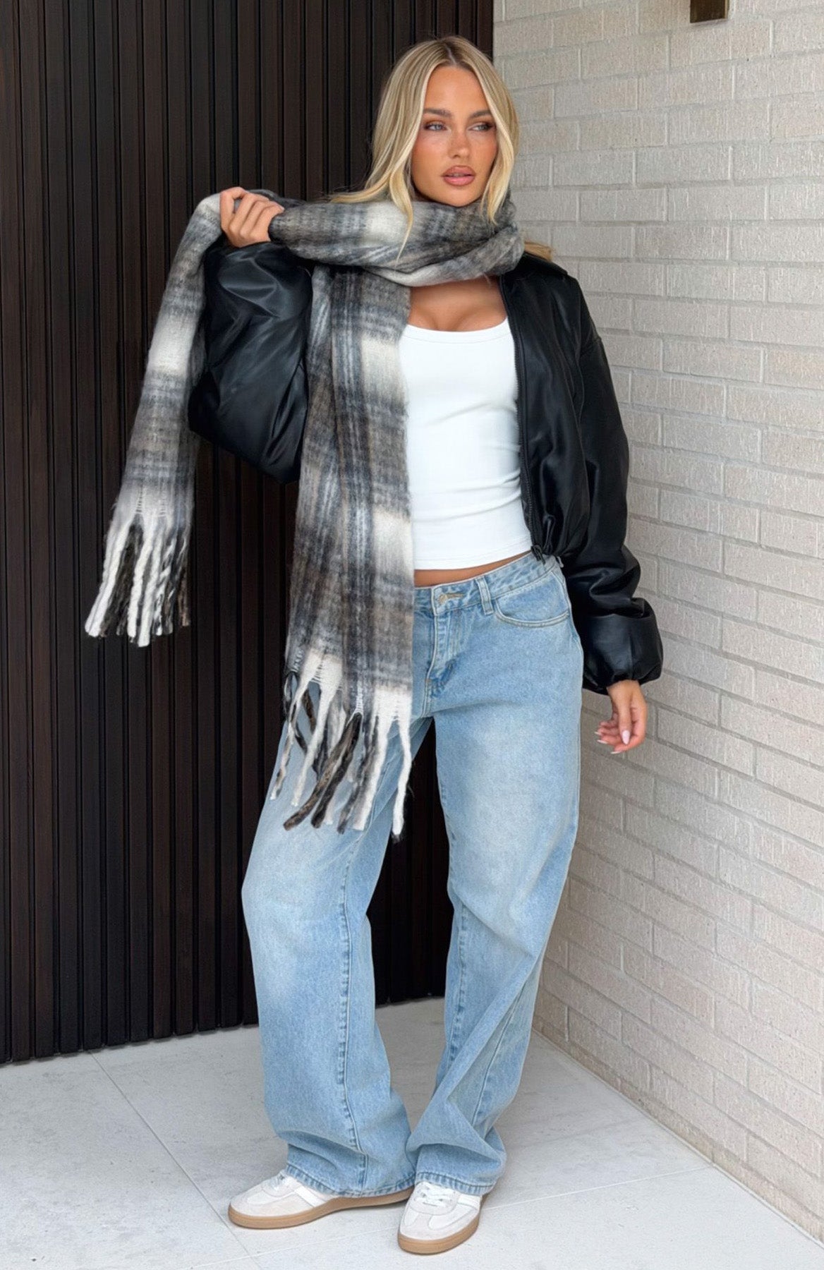 Farley Scarf Cappuccino Plaid