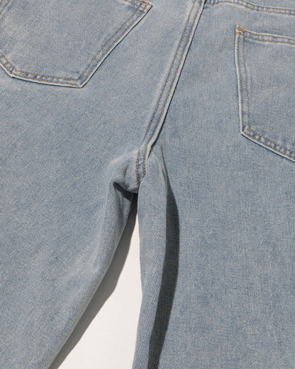 High-Waist Straight-Leg Casual Jeans With Floral Pattern