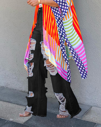 Straight-Leg Ripped Jeans