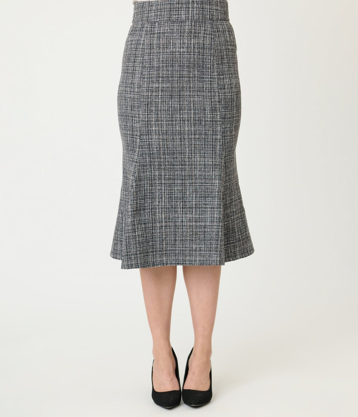 Unique Vintage Grey Tweed Tina Trumpet Skirt