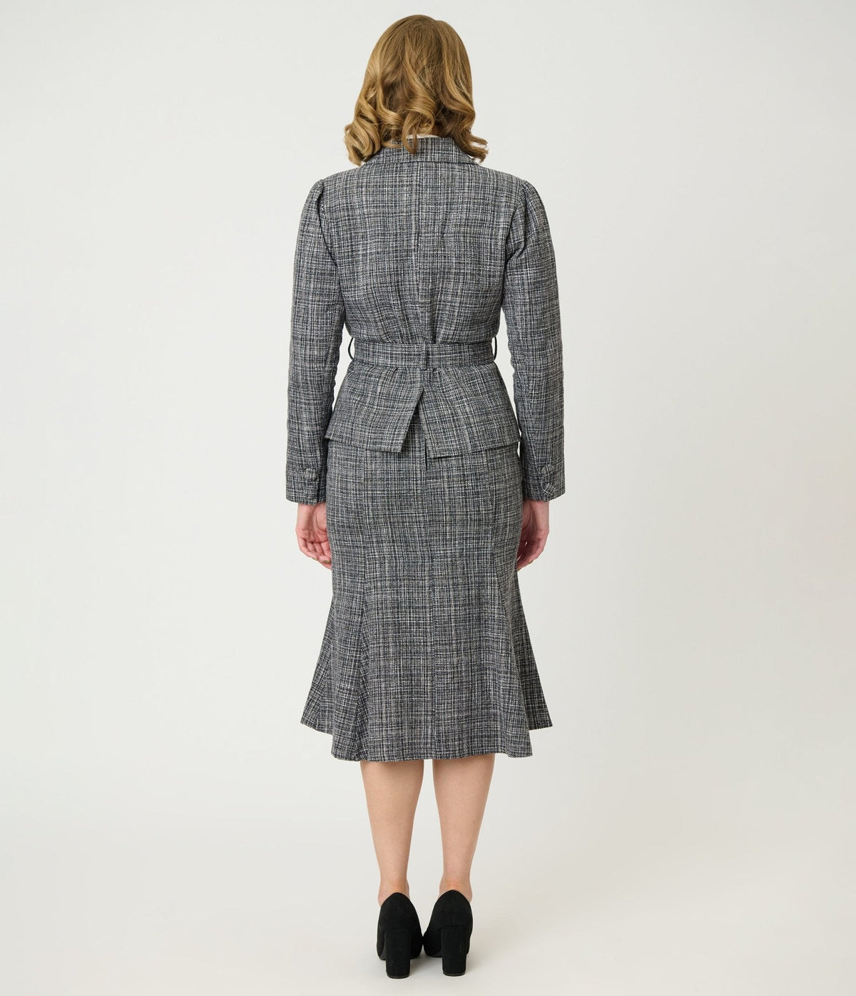 Unique Vintage Grey Tweed Tina Trumpet Skirt