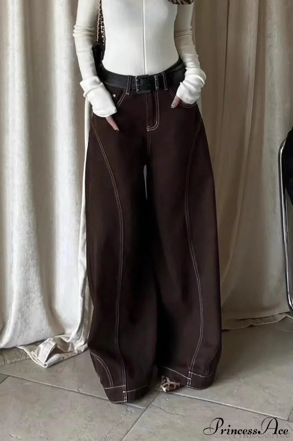 Vintage Brown High Waist Straight Leg Jeans