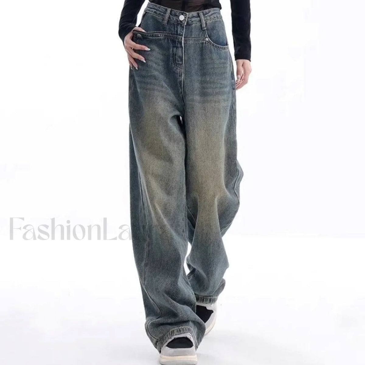 Vintage Dark Wash Trendy High Waist Boyfriend Jeans