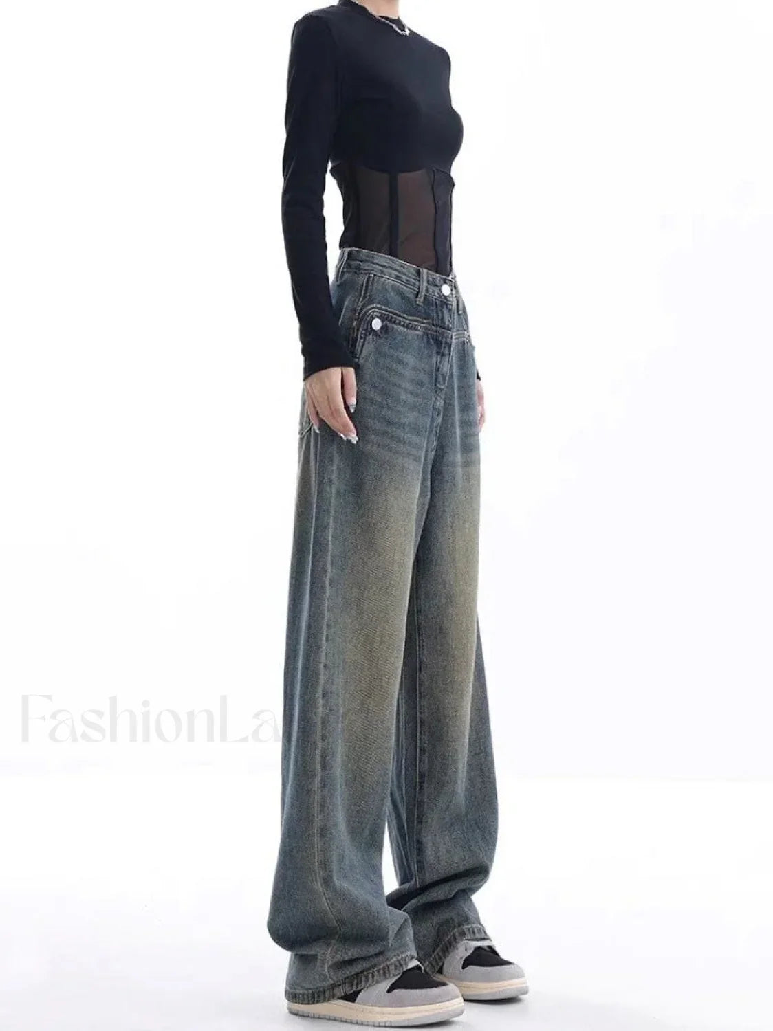 Vintage Dark Wash Trendy High Waist Boyfriend Jeans
