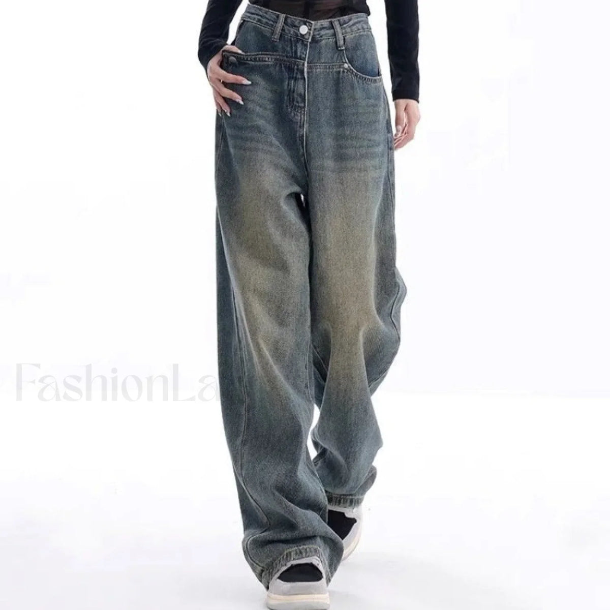 Vintage Dark Wash Trendy High Waist Boyfriend Jeans