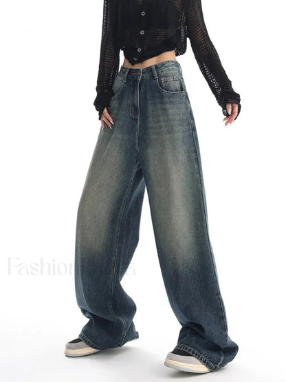 Vintage Wash 90's Trendy Baggy Boyfriend Jeans