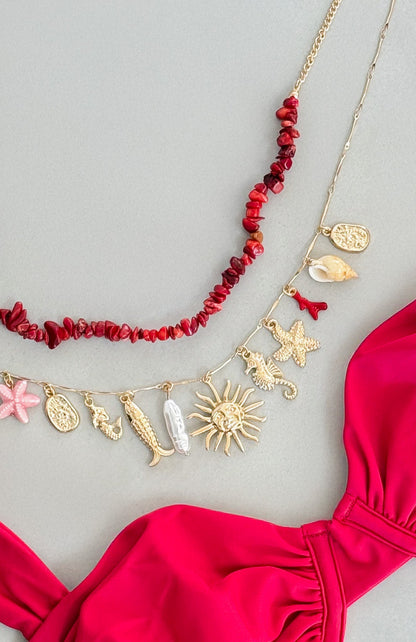Anakin Necklace Set Gold/Red