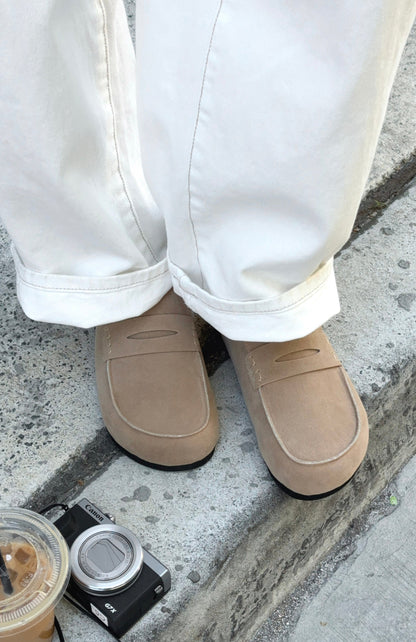Cayson Loafer Slides Taupe Faux Suede