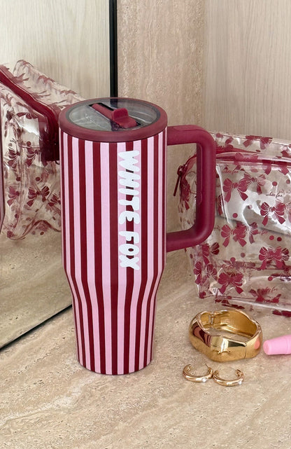 Colson Drink Bottle 1.2 Litre Burgundy Stripe