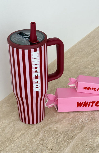 Colson Drink Bottle 1.2 Litre Burgundy Stripe