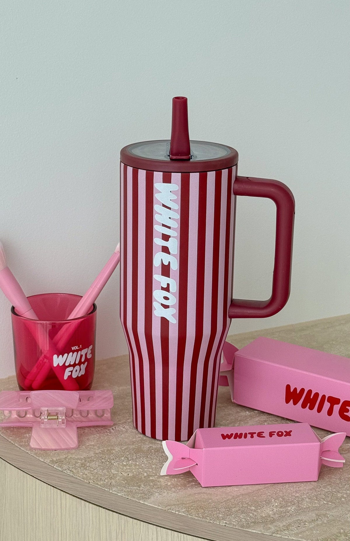 Colson Drink Bottle 1.2 Litre Burgundy Stripe