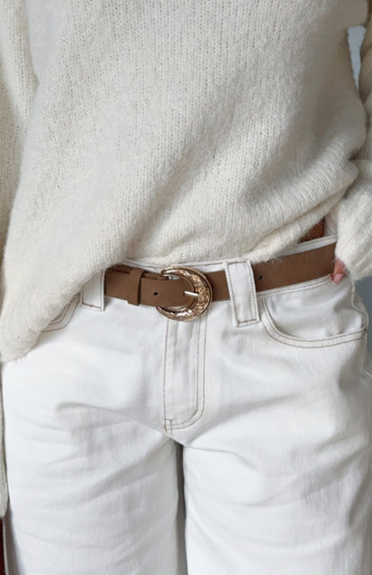 Elanor Belt Tan Faux Suede/Gold