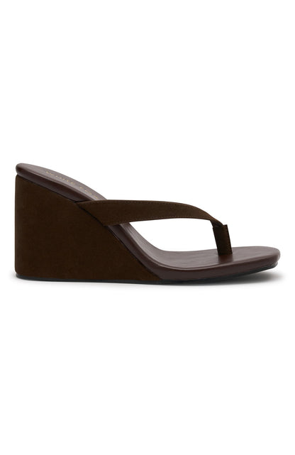 Grace Wedge Chocolate Faux Suede