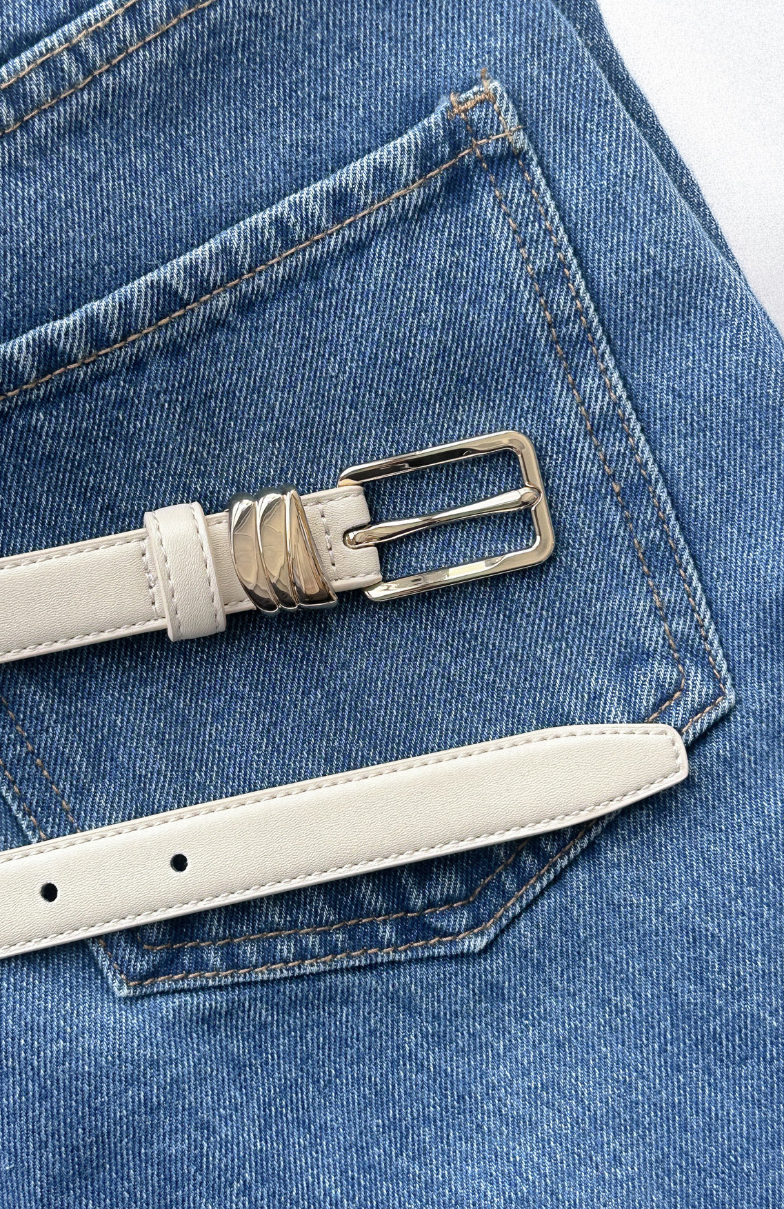 Hudson Belt Cream/Gold
