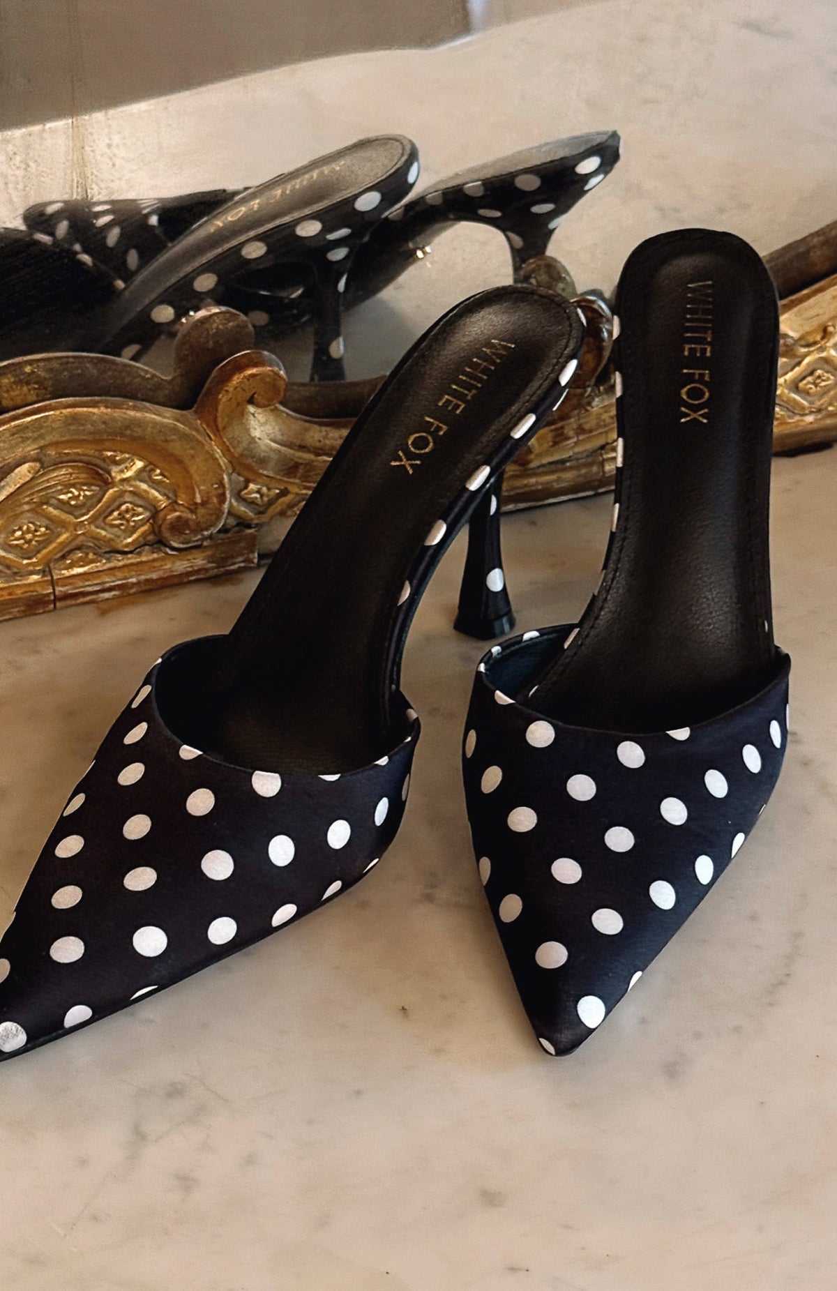 Iskra Mules Black Polka Dot