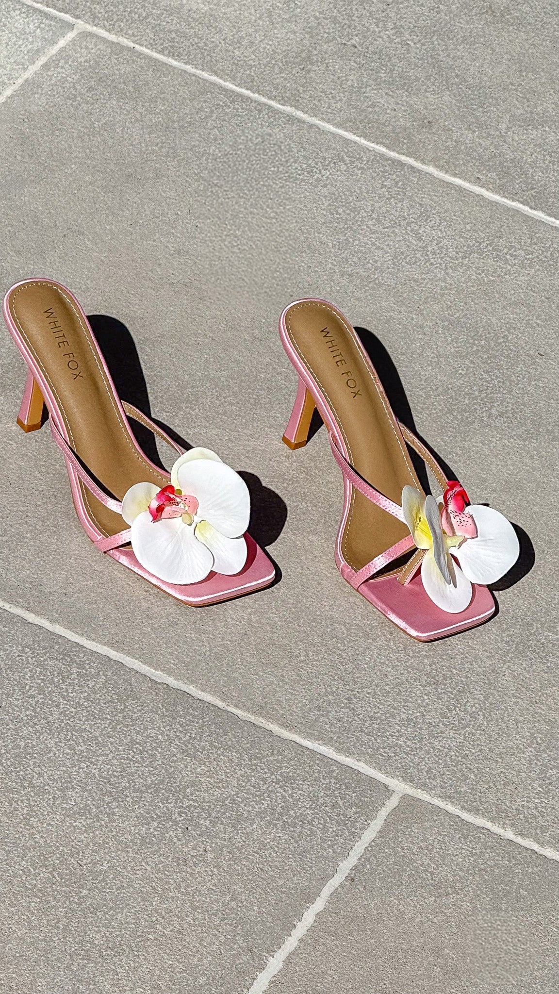 Megan Orchid Mules Pink Satin/White