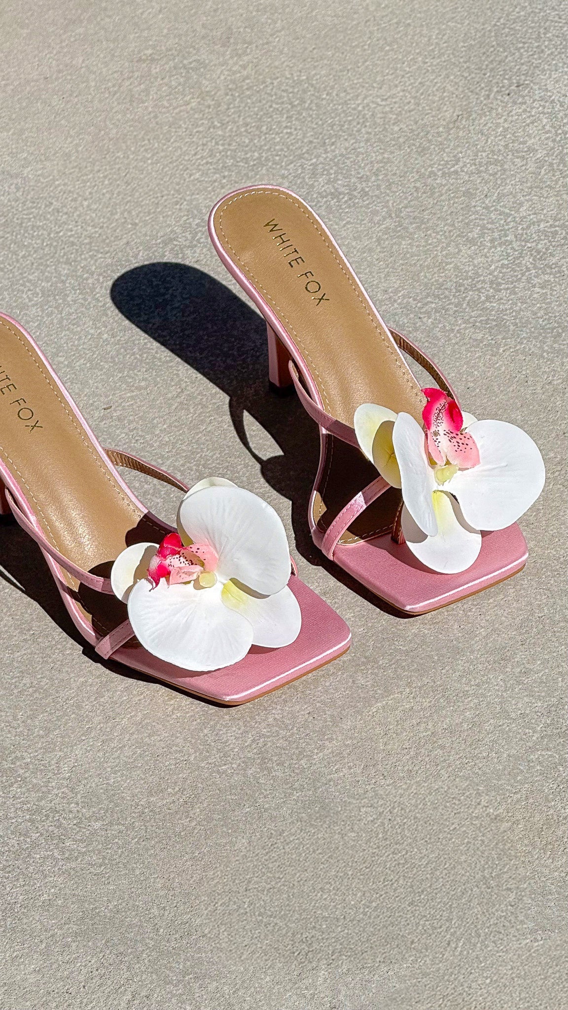 Megan Orchid Mules Pink Satin/White