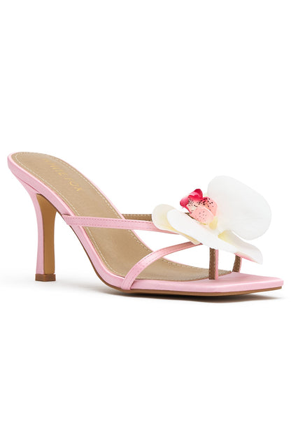 Megan Orchid Mules Pink Satin/White