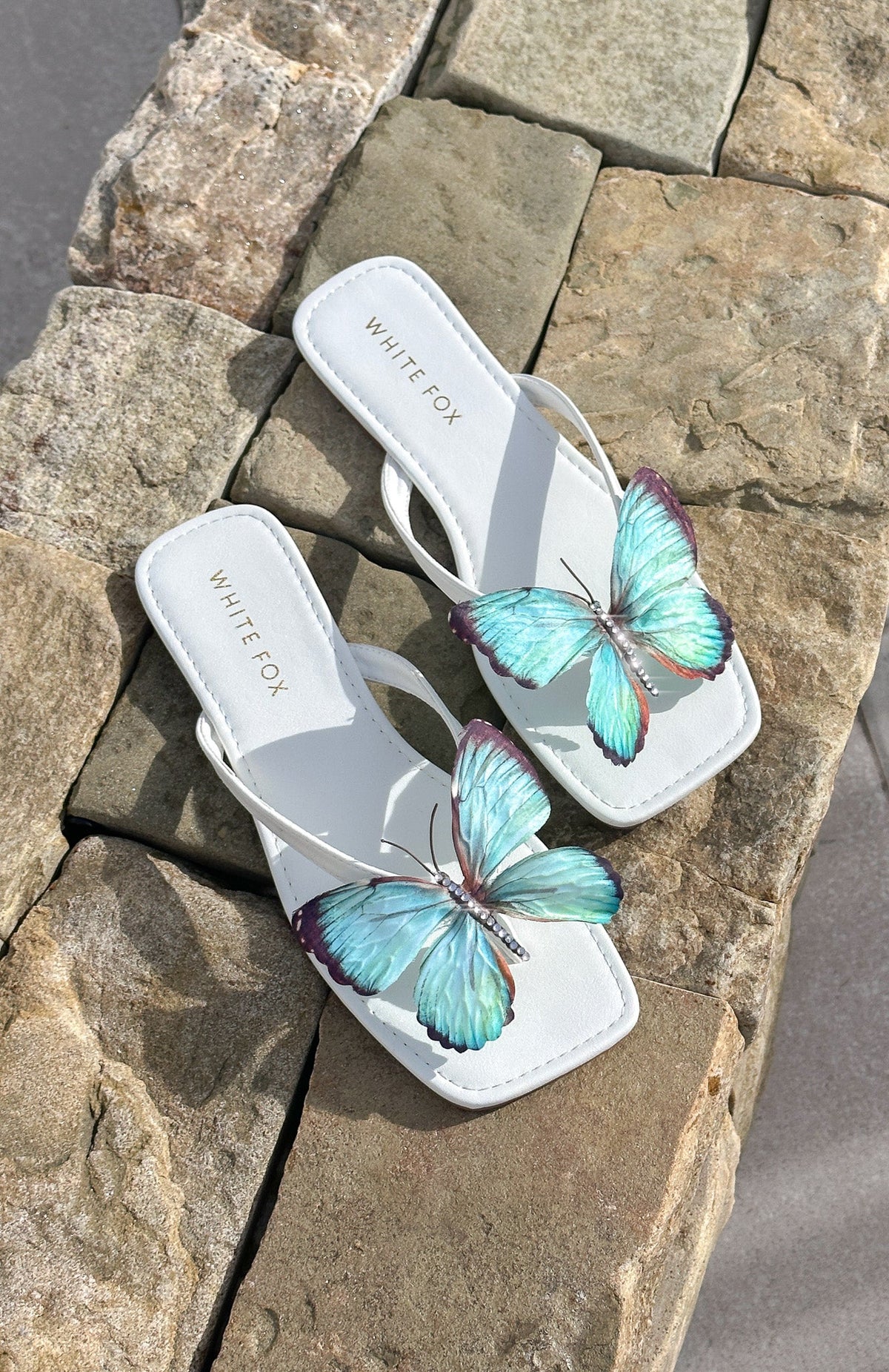 Noelle Sandals White/Aqua