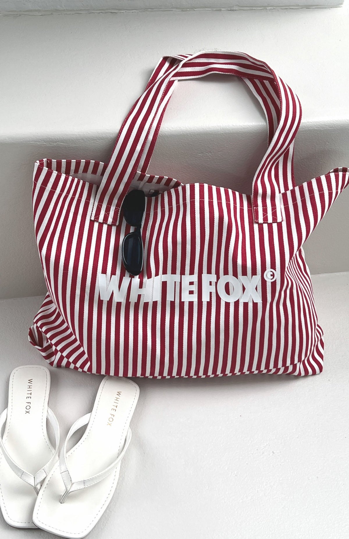 Straight Lines Tote Bag Red Stripe