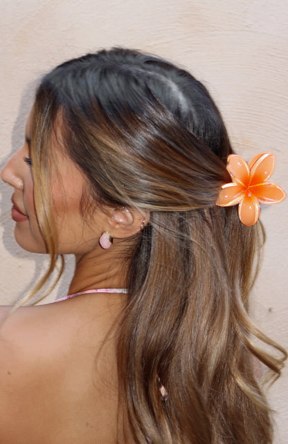 Floral Charm Hair Clip Peach
