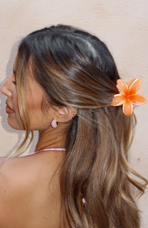 Floral Charm Hair Clip Peach
