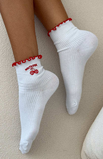 With Love In The Moment Socks White/Red