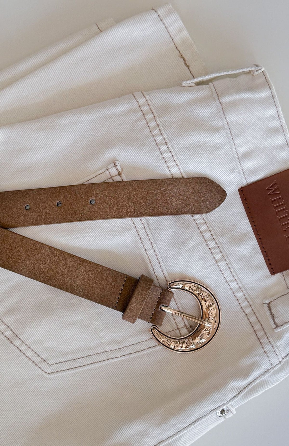 Elanor Belt Tan Faux Suede/Gold