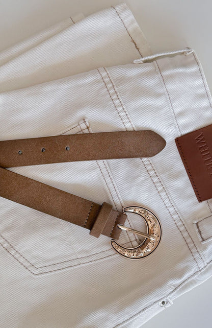 Elanor Belt Tan Faux Suede/Gold