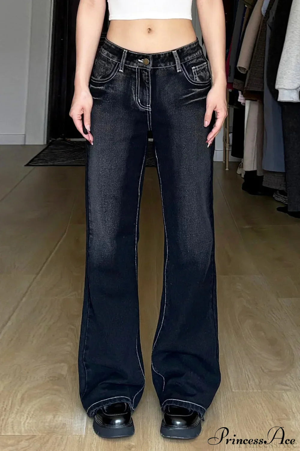 Y2K Low Rise Bootcut Acid Wash Versatile Jeans