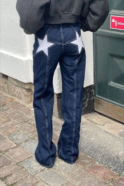 Y2K Star Color-Block Patchwork Jeans